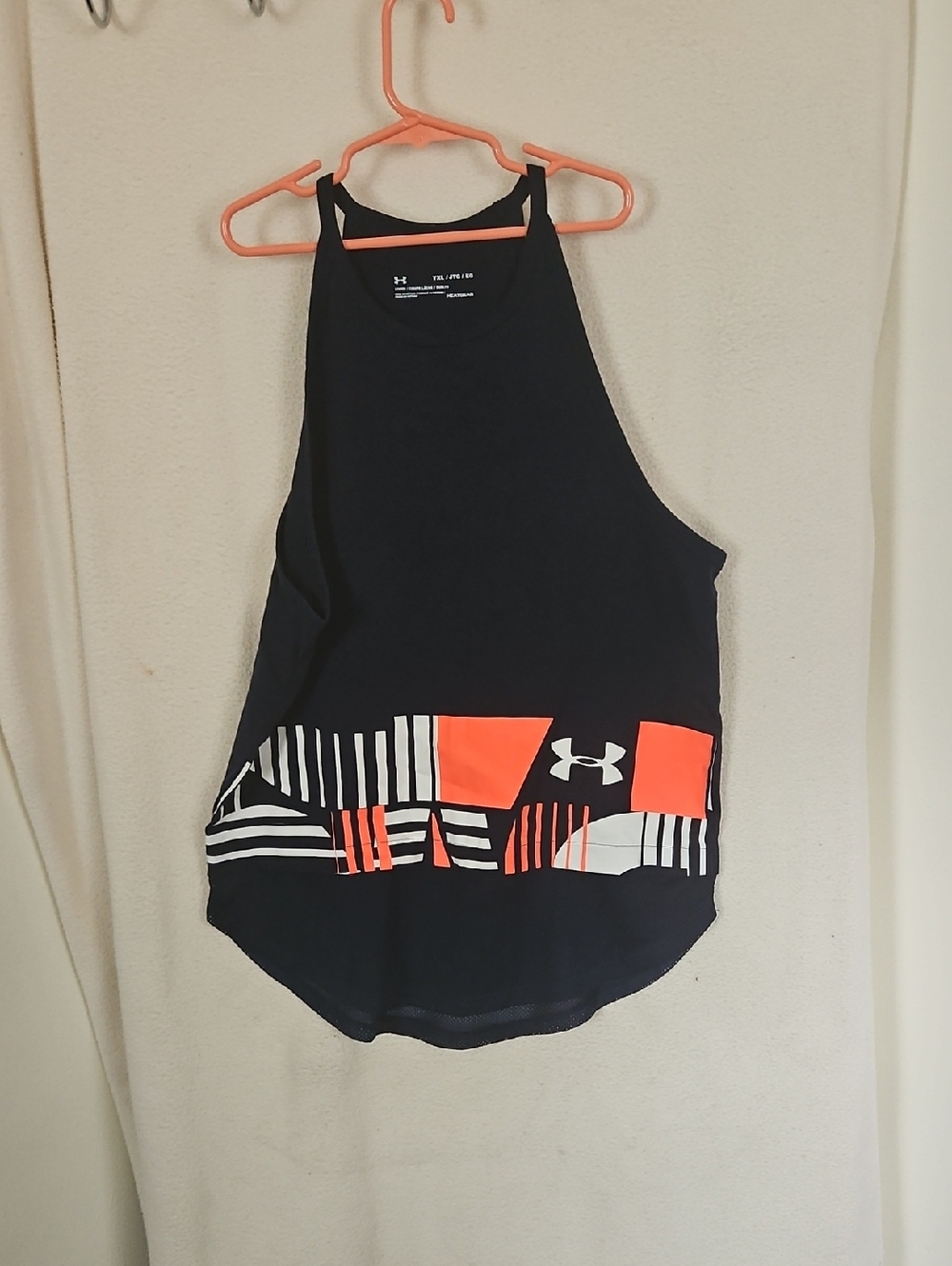 Under Armour Navy Tank Top with Orange & White Graphic